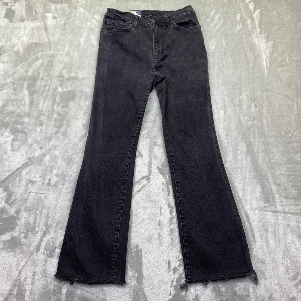 Marine Layer Vintage Straight Black Jeans Raw Hem Distressed Women Sz 26 Fit 24"